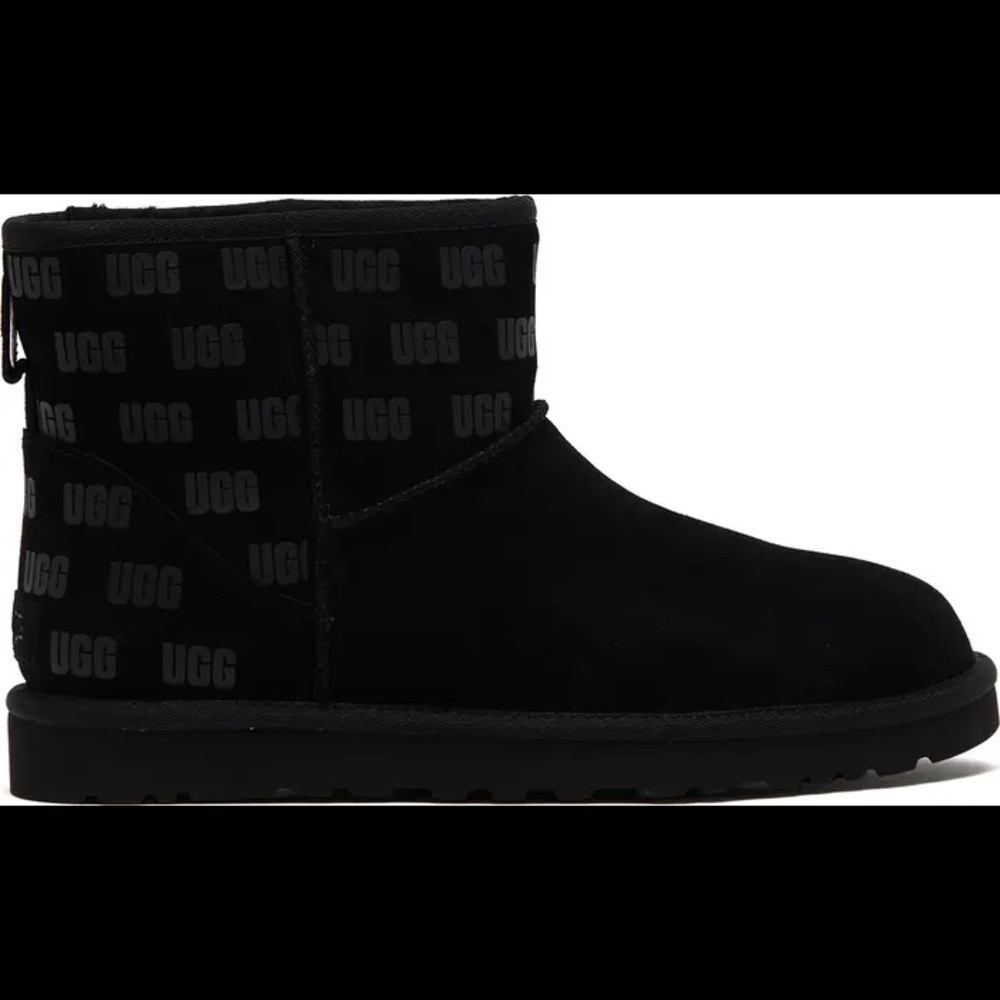 Ugg classic mini logo boot black 9 women’s new
